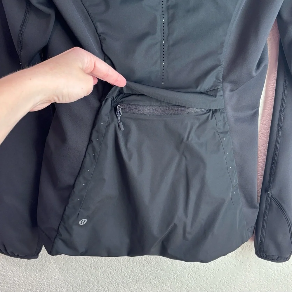 Lululemon Run For Cold Pullover Quarter Zip Jacket Black Women’s Size 2